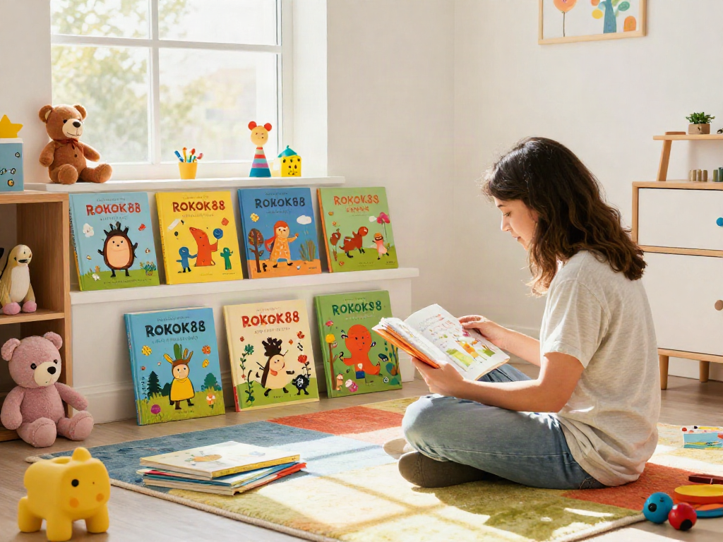 Engaging children with ROKOK88 storybooks in a cozy reading nook.