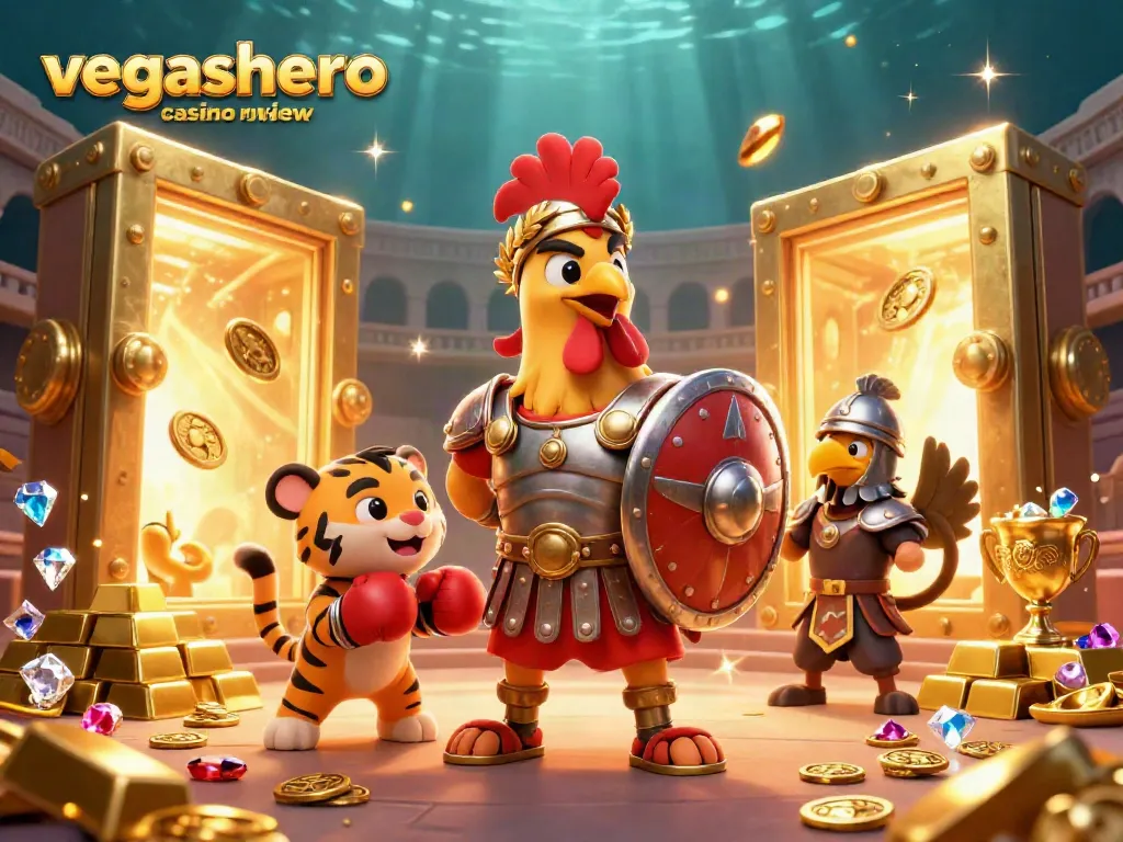 Experience the excitement of vegashero casino review featuring a vibrant scene with casino elements and characters in action.